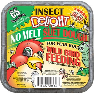 C&S Insect Delight No Melt Suet Dough Bird Food, 11.75-oz bag, case of 12