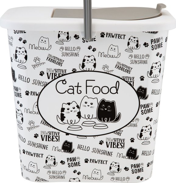 Pounce + Fetch 3 Gallon Cat Dry Food Container with Scooper, White