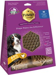 Yummy Combs Ingenious Oral Care Flossing Medium Breed Grain-Free Adult Dog Treats, 15 count