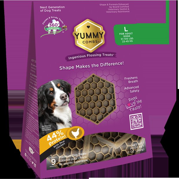 Yummy Combs Ingenious Oral Care Flossing Large Breed Grain-Free Adult Dog Treats, 9 count slide 1 of 2