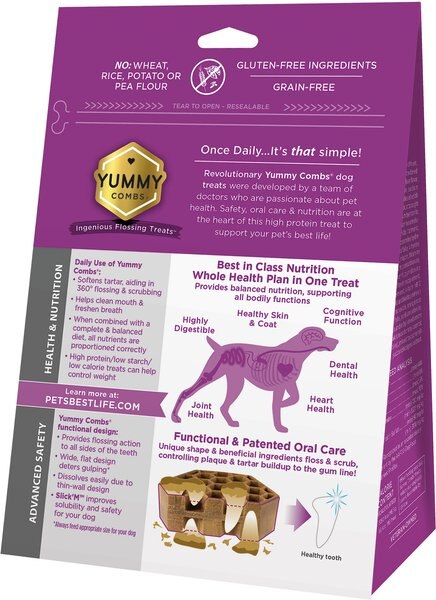 Yummy Combs Ingenious Oral Care Flossing X-Large Breed Grain-Free Adult Dog Treats, 6 count