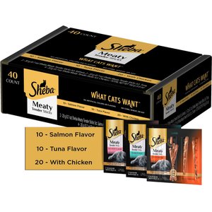 Sheba Meaty Sticks Variety Pack Chicken, Salmon & Tuna Flavor Soft Adult Cat Treats, 40 count