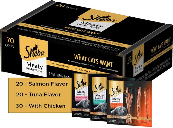 SHEBA Meaty Sticks Variety Pack Chicken Salmon Tuna Flavor Soft