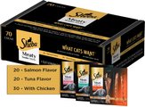 Sheba Meaty Sticks Variety Pack Chicken, Salmon & Tuna Flavor Soft Adult Cat Treats, 70 count