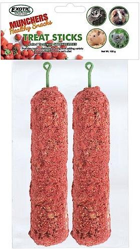 Exotic Nutrition Munchers Sticks with Strawberry Small Pet Treats, 2 count slide 1 of 5
