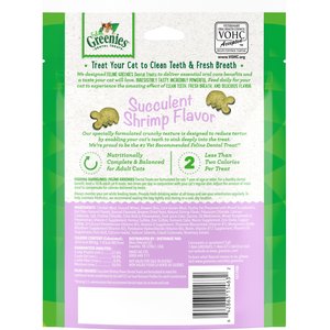 Feline Greenies Adult Natural Dental Care Cat Treat, Succulent Shrimp Flavor, 4.6-oz bag