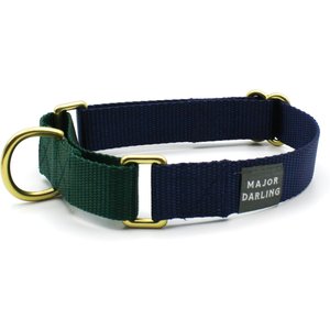 Major Darling Martingale Dog Collar, Navy/Evergreen, Medium