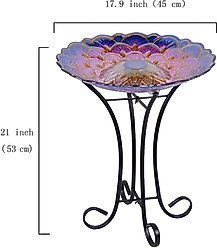 Hi-Line Gift Solar Floral Glass Bird Bath with Stand, Multicolor slide 2 of 5