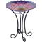 Show in main carousel: Hi-Line Gift Solar Floral Glass Bird Bath with Stand, Multicolor slide 5 of 5