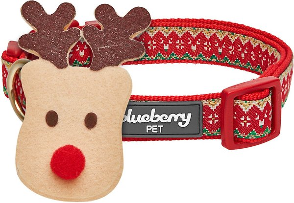 Blueberry Pet Christmas Holiday Adjustable Dog Collar, Reindeer, Small slide 1 of 6