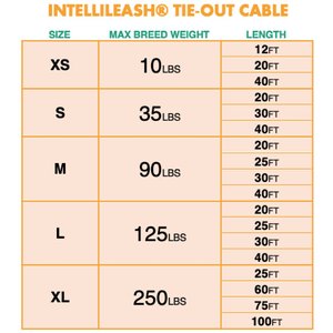 IntelliLeash Tie-Out Dog Cables, 40-ft, 125-lb