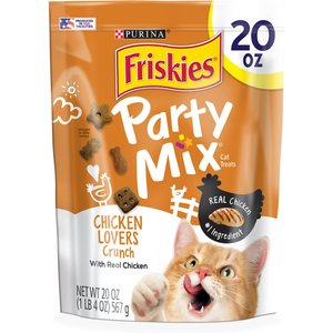 Purina Friskies Party Mix Chicken Lovers Crunch Cat Treats, 20-oz pouch