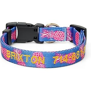 Boulevard Personalized Aloha Dog Collar, Pink, Large