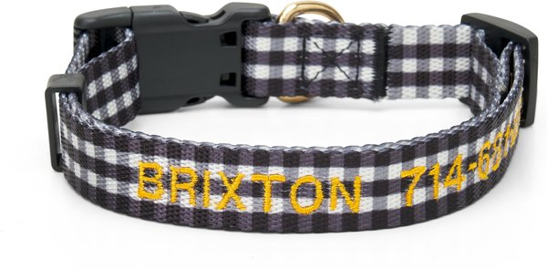 Boulevard Personalized Gingham Dog Collar, Black, Medium slide 1 of 4