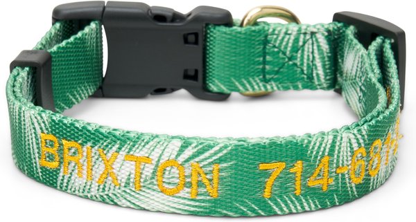 Boulevard Personalized Palm Dog Collar, Palm Green, Small slide 1 of 4