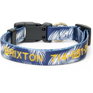 Boulevard Personalized Palm Dog Collar, Palm Navy, Small