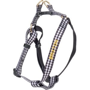 Boulevard Personalized Gingham Dog Harness, Black, Medium