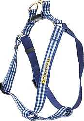 Boulevard Personalized Gingham Dog Harness, Navy, Small