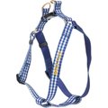 Boulevard Personalized Gingham Dog Harness, Navy, Medium