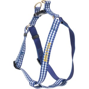 Boulevard Personalized Gingham Dog Harness, Navy, Large