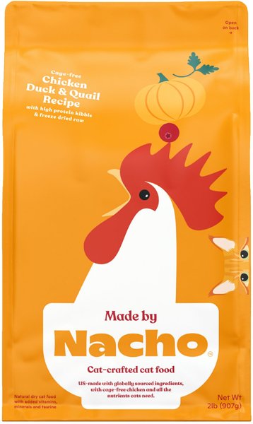 Made by Nacho Cage Free Chicken, Duck & Quail Recipe With Freeze-Dried Chicken Liver Dry Cat Food, 2-lb bag slide 1 of 9