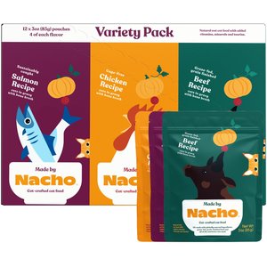 Made by Nacho Cuts In Gravy Recipes with Bone Broth Variety Pack Wet Cat Food, 3-oz pouch, case of 12