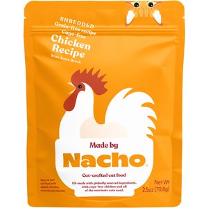 Made by Nacho Cage Free Shredded Chicken Recipe with Homestyle Bone Broth Grain-Free Wet Cat Food, 2.5-oz pouch, case of 12