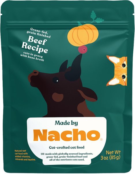 Made by Nacho Grass-Fed, Grain-Finished Beef Recipe Cuts In Gravy With Bone Broth Wet Cat Food, 3-oz pouch, case of 12 slide 1 of 8