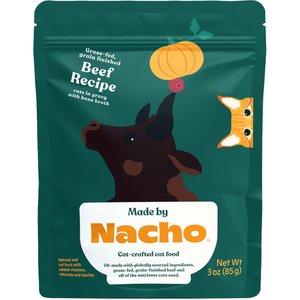 Made by Nacho Grass-Fed, Grain-Finished Beef Recipe Cuts In Gravy with Bone Broth Wet Cat Food, 3-oz pouch, case of 12