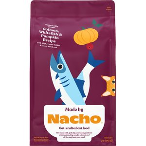Made by Nacho Sustainably Caught Salmon, Whitefish & Pumpkin Recipe With Freeze-Dried Chicken Liver Dry Cat Food, 2-lb bag