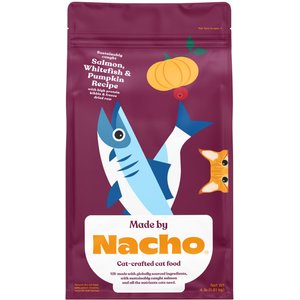 Made by Nacho Sustainably Caught Salmon, Whitefish & Pumpkin Recipe with Freeze-Dried Chicken Liver Dry Cat Food, 4-lb bag