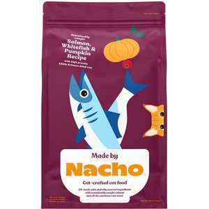 Made by Nacho Sustainably-Caught Salmon, Whitefish & Pumpkin Recipe with Freeze-Dried Raw Chicken Liver Dry Cat Food, 4 lbs.