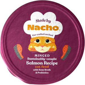 Made by Nacho Sustainably Caught Minced Salmon Recipe With Bone Broth Wet Cat Food, 2.5-oz cup, case of 10