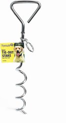 Roscoe's Pet Products Steel Spiral Dog Tie-Out Stake, Silver, 16-ft