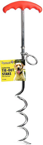 Roscoe's Pet Products Comfort Grip Dog Tie-Out Stake, Red & Silver, 18-in slide 1 of 2