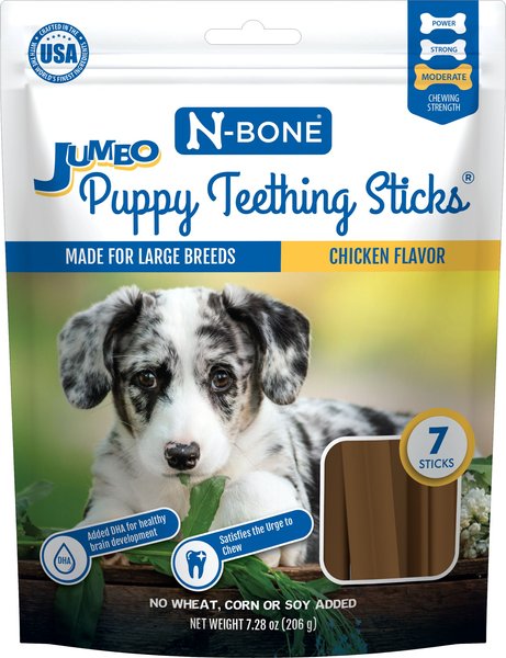 N-Bone Chicken Flavor Puppy Jumbo Teething Sticks Dog Treats, 7.28-oz bag slide 1 of 7