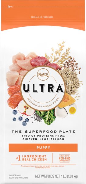 Nutro ULTRA High Protein Puppy Chicken Lamb & Salmon Natural Dry Dog Food, 4-lb bag slide 1 of 10