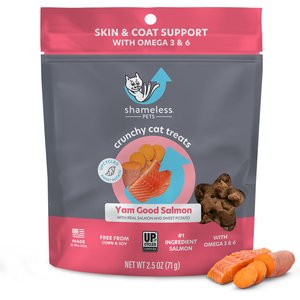 Shameless Pets Yam Good Salmon Crunchy Cat Treats, 2.5-oz bag