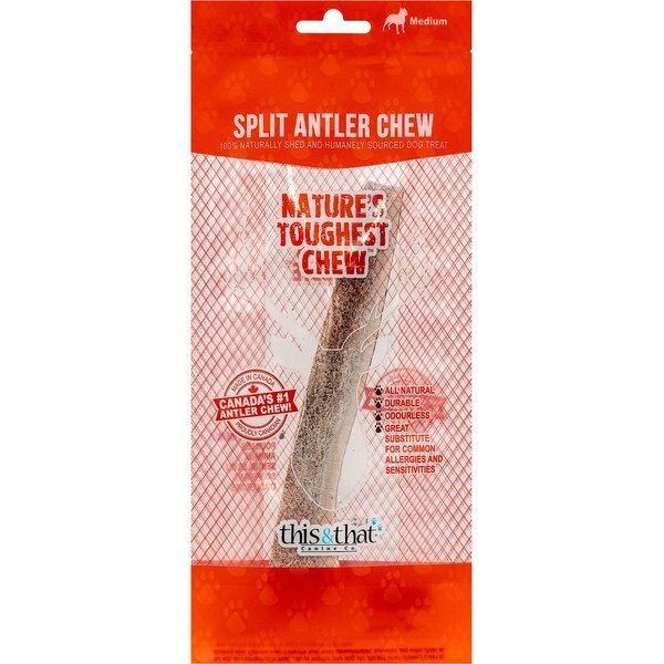 This and That Canine Company North Country Natural Shed Everest Cheese Enhanced Split Elk Antler Chew Dog Treat, Small