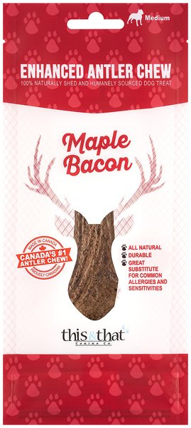 this&that Canine Company North Country Natural Shed Maple Bacon Enhanced Split Elk Antler Chew Dog Treat, Medium slide 1 of 2