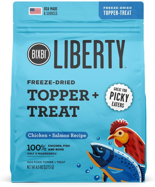 BIXBI Liberty Freeze Chicken & Salmon Recipe Dried Topper & Dog Treat, 4.5-oz bag slide 1 of 3