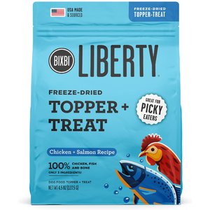 BIXBI Liberty Freeze Chicken & Salmon Recipe Dried Topper & Dog Treat, 4.5-oz bag