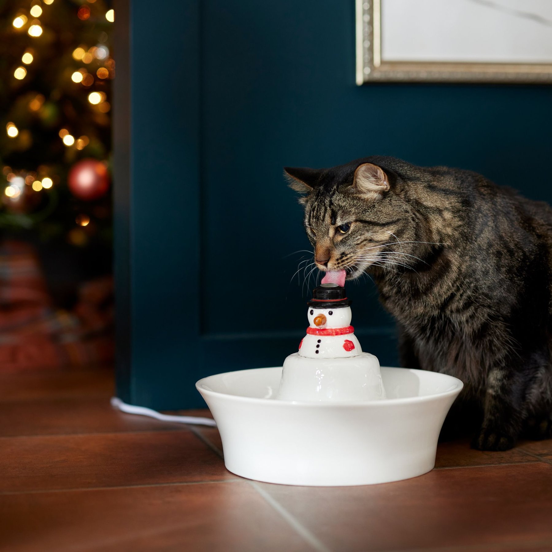 Decorative cat outlet water fountain