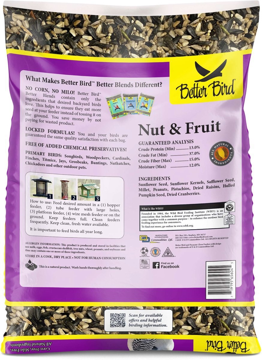 BETTER BIRD Nut & Fruit Bird Food, 4lb bag