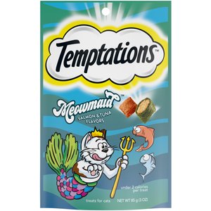 Temptations MixUps Meowmaid Salmon & Tuna Flavors Crunchy and Soft Cat Treats, 3-oz bag
