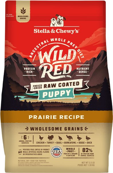 Stella & Chewy's Puppy Prairie Recipe Wild Red Raw Coated High Protein Wholesome Grains Dry Dog Food, 3.5-lb bag slide 1 of 9