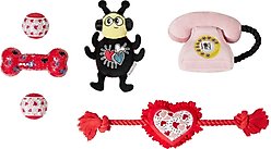 Frisco Valentine Rope, TPR & Plush Variety Pack Dog Toy, Small/Medium, 6 count