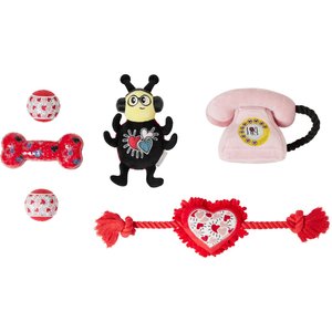 Frisco Valentine Rope, TPR & Plush Variety Pack Dog Toy, Small/Medium, 6 count