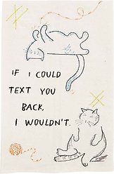 Mud Pie Funny If I Could Text Cat Kitchen Tea Towel, Cream