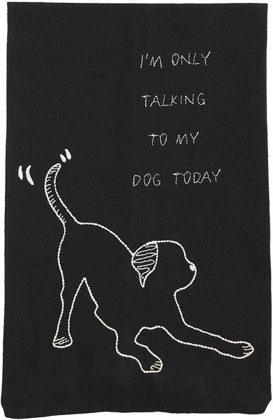 Mud Pie Embroidery I'm Only Talking To My Dog Today Dog Tea Towel, Black slide 1 of 2